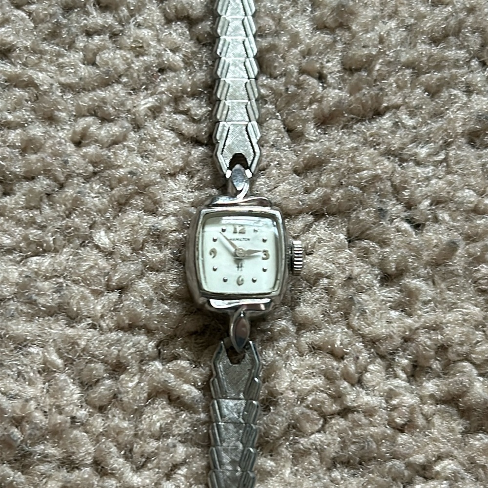 Hamilton women’s rare 10k white gold plated bezel/band‎ vintage 1920’s one size